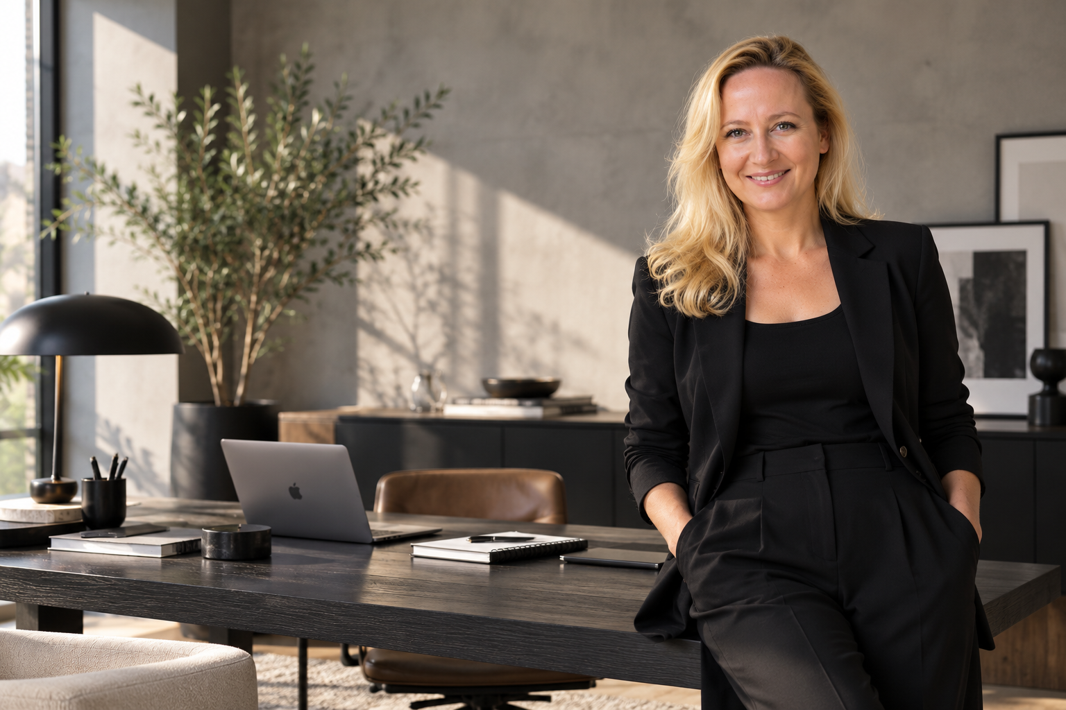 Eva Kydd, Founder and Marketing Director of Ava One Group, in a modern office